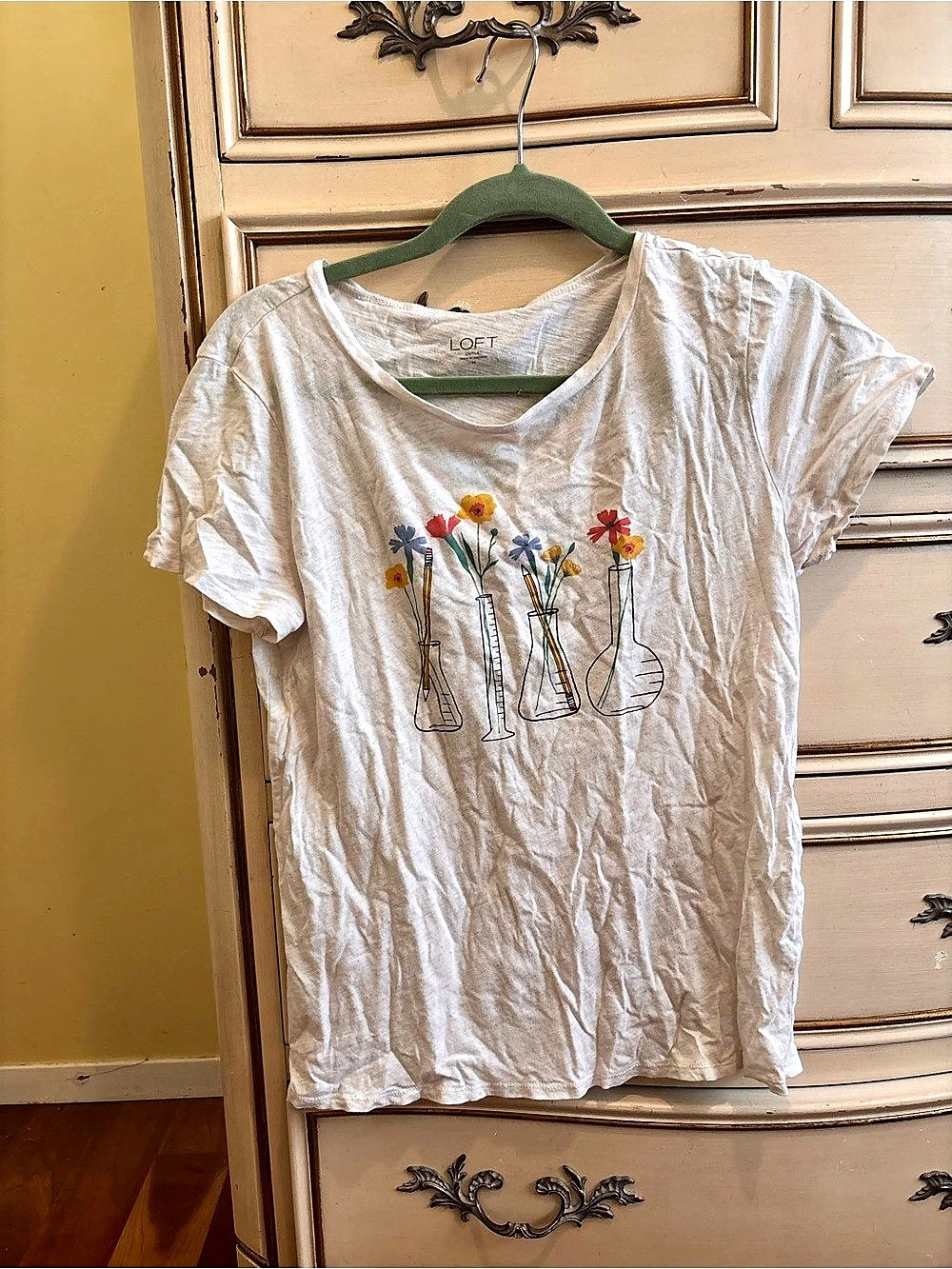 LOFT Floral Short Sleeve Tee in White